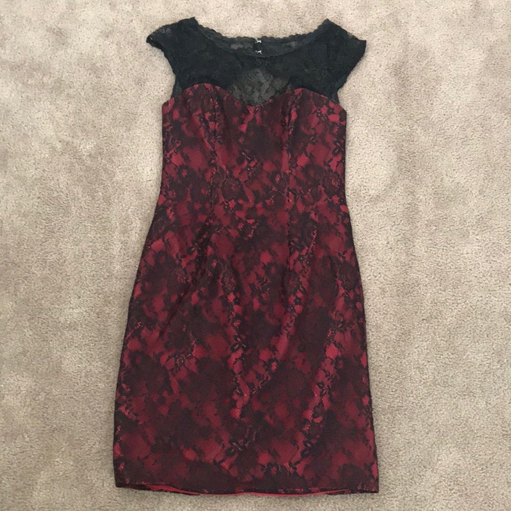 Alfred Angelo Black and red Lace dress
